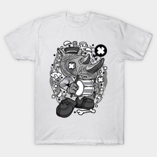 Rhino Drum Illustration T-Shirt